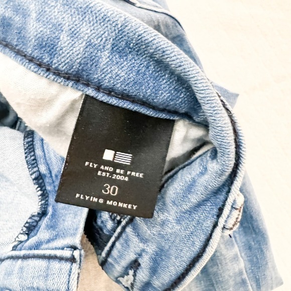 Flying Monkey Distressed Denim Raw Hem Jeans Style Y2065 Size 30 - Picture 5 of 8